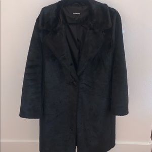 Black oversized “teddy bear” faux fur coat